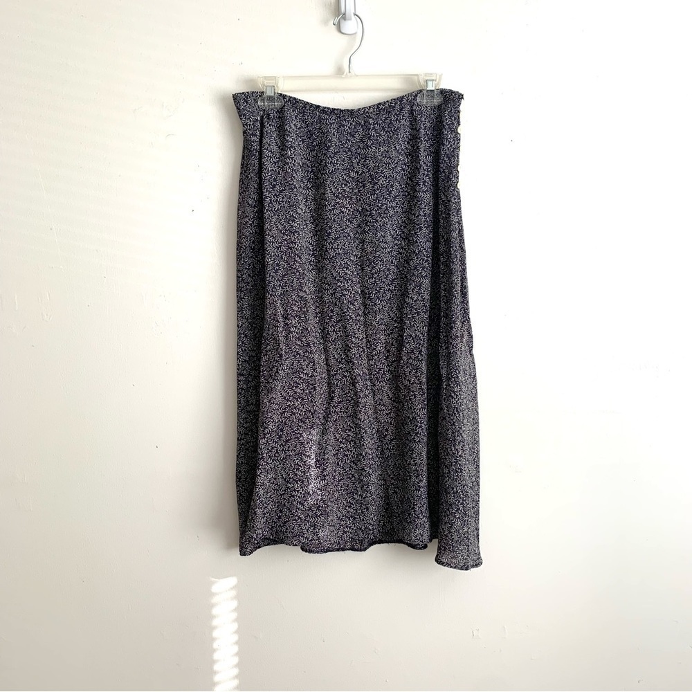 Vintage Liz Claiborne Petite Floral Side Button Midi Skirt